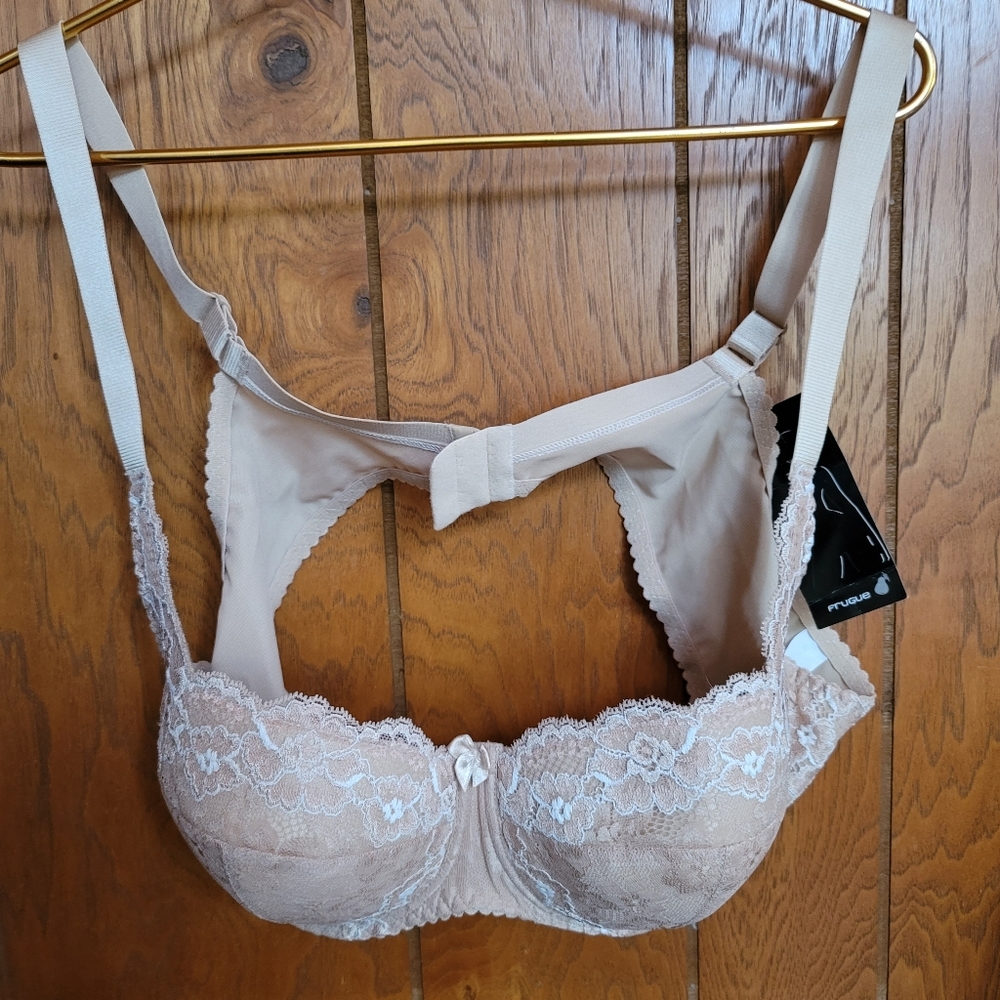 frugue Womens Pushup Balconette Lace Shelf Bra 44B